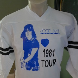 Size M (42) ** 1980s Joan Jett Jersey Shirt (Single Sided) (Single Stitched) (Unworn) Licensed by Roach (C) 1980