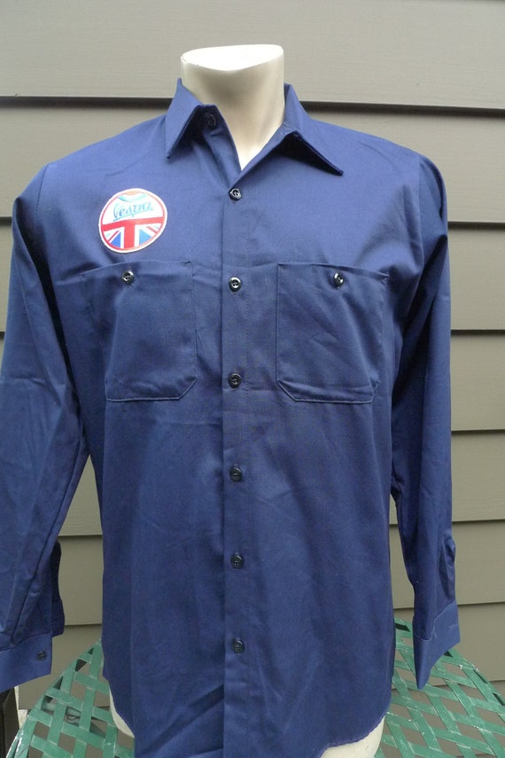 Size ML (46) ** 1990s Vespa Mechanics Work Shirt … - image 1