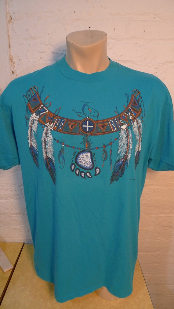 1980s Native American Single Stitch Shirt * Men's 