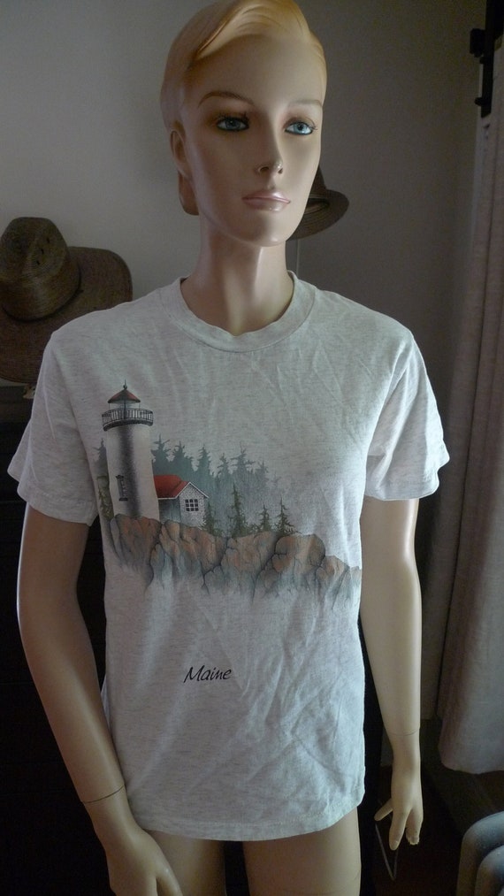 1990 Maine Lighthouse Single Stitch Shirt * Women… - image 1