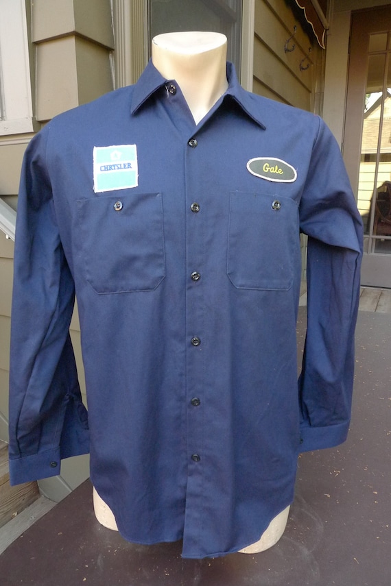 1990s Chrysler Station Mechanics Work Shirt * Size