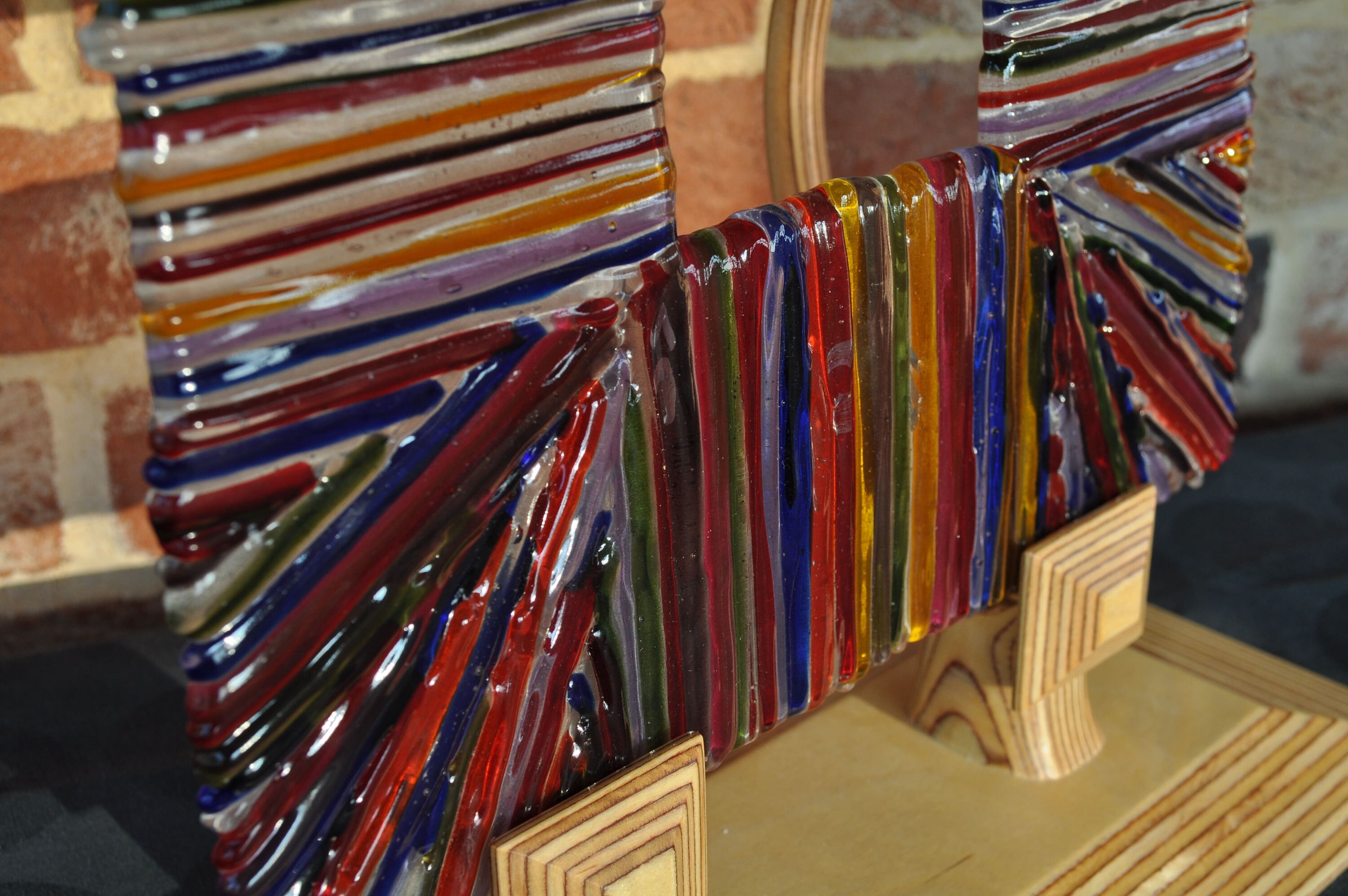 Panel de arte de vidrio decorativo con base de madera arte | Etsy