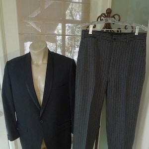 Mens M (40 S R) *  1950s Rockabilly Tuxedo Set With Pinstriped Pants By Palm Beach