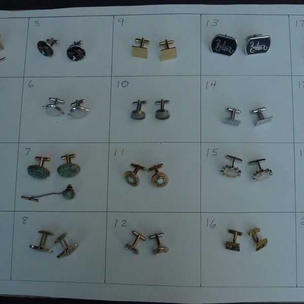 Vintage 1950-60s Cuff Links (One Low Price for Each - Pay Shipping Only For One) ** Lot 8