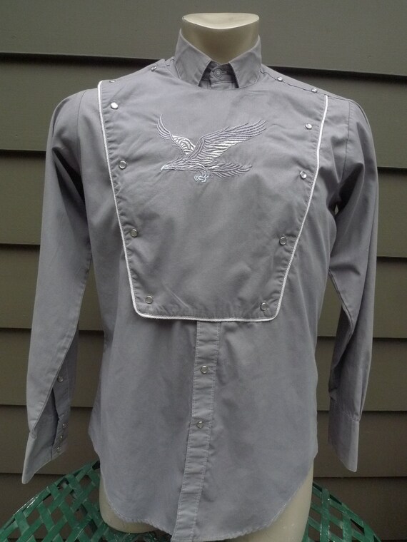 Size: M (45) * 1970s Cowboy Shirt With Stitch Eag… - image 1