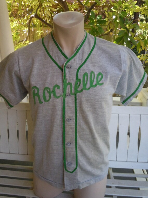 Size L (44) ** Cool 1940s-50s Baseball Jersey - image 1