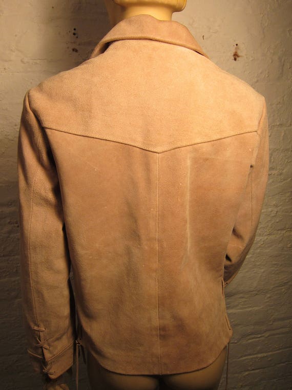 Bust:  36 - 38" ** Killer 1950s Heavy Tan Suede P… - image 2