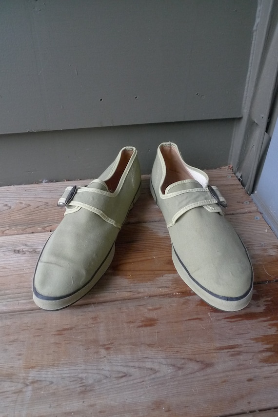 Size 9.5 M * 1950s-60s Rare Canvas Summer Shoes --