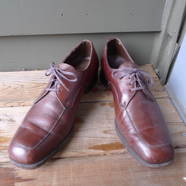 Size 11 1/2 B * 1950s-60s Fine Brown Leather Dress Shoes by Florsheim