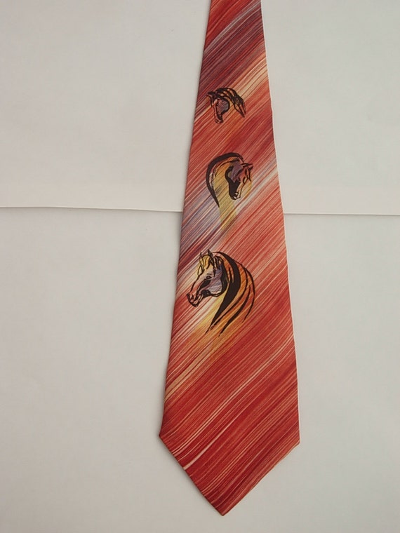 Hand Painted 1940s Horse Head Tie