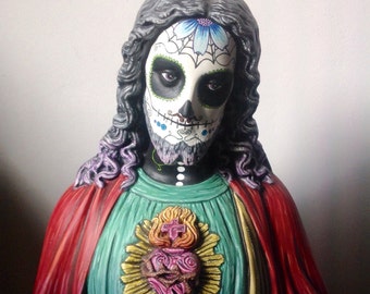 muertify: muertos grote heilige jezus buste, op maat en vakkundig met de hand geverfd