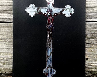 Muertify art print deer crucifix