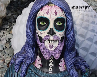 muertify: muertos grote heilige jezus buste "het heilige mierenhart", op maat en vakkundig met de hand beschilderd