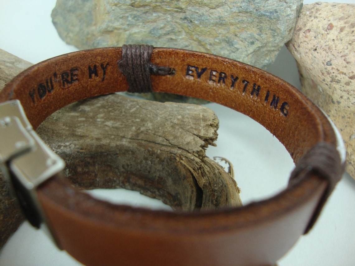 Mens Personalized Bracelet Men's Leather Bracelet Brown Etsy