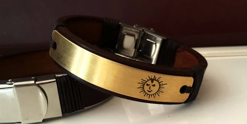 Men/'s Leather Bracelet father/'s day gift, Custom Men/'s gift Sports Bracelet Personalized Men/'s Bracelet Men Gift Sun symbol