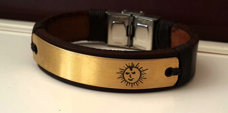 Men/'s Leather Bracelet father/'s day gift, Custom Men/'s gift Sports Bracelet Personalized Men/'s Bracelet Men Gift Sun symbol