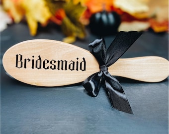 Regalo de dama de honor, regalos de boda góticos, regalos de boda alternativos, ¿Quieres ser mi dama de honor?, propuesta de fiesta nupcial, boda de Halloween