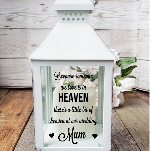 wedding memorial lantern, memorial gift, remembrance lantern, heaven at our wedding, in loving memory, memory lantern, memorial lantern