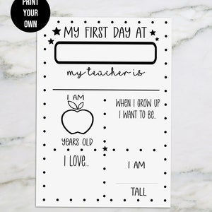 First Day At School Print, Downloadable Print, Print Your Own, First Day At Nursery, Personalised School Board, First Day At School Board image 2