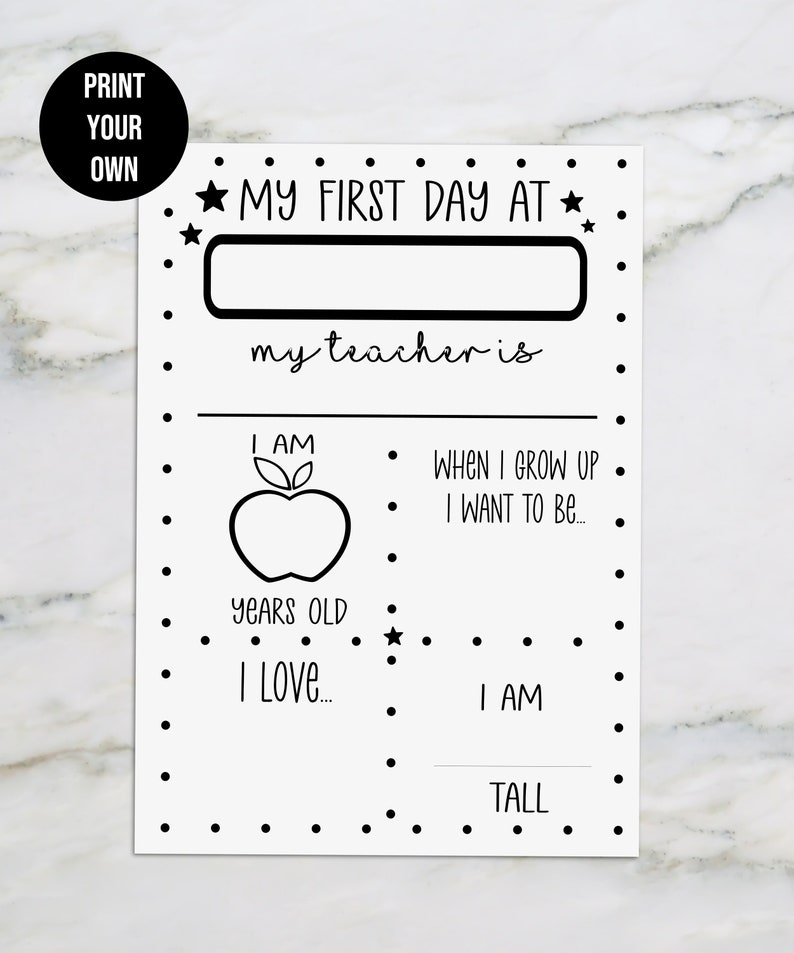 First Day At School Print, Downloadable Print, Print Your Own, First Day At Nursery, Personalised School Board, First Day At School Board image 2