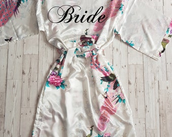 Bride robe, wedding dressing gown, bridal party robes, bridal shower gifts, personalised robes, wedding party robes, bridesmaid robes