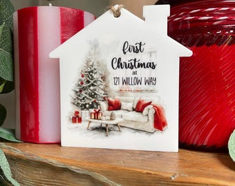 Adorno navideño para la primera Navidad en un nuevo hogar, regalo de inauguración de la casa, regalo de Navidad para recién casados, decoración para el árbol de Navidad, recuerdo navideño para parejas