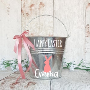 Easter basket, personalised basket, Easter bucket, bunny basket, Easter decor, Easter egg hunt, Easter gifts, egg hunt bucket image 1