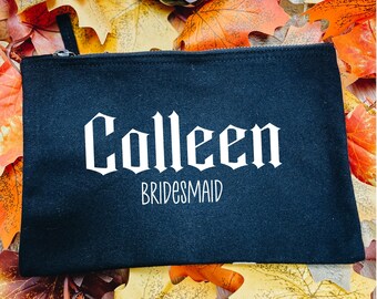 Regalos de dama de honor góticos, regalos de boda de Halloween, propuesta de dama de honor, bolsa de maquillaje personalizada, despedida de soltera espeluznante, bolsa de cosméticos