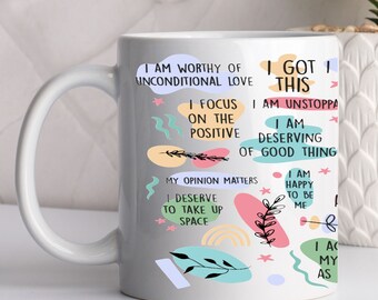 Taza de afirmaciones diarias del maestro, taza de maestro de escuela, agradecimiento al maestro, regalo de fin de período para maestros, trabajador de guardería, asistente de enseñanza