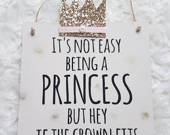 Placa de princesa, decoración de princesa, regalos para niñas, regalos de Navidad para niños, regalo de cumpleaños para niñas, letrero de princesa, letrero de puerta, letrero de dormitorio