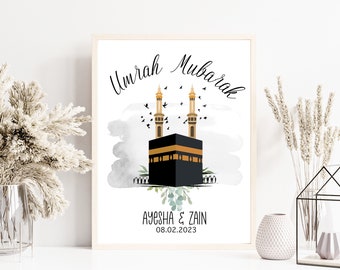 Umrah Gift, Eid gift, Umrah Mubarak, Islamic Print, Personalised Gift, Muslim Gifts, Eid Gifts, Islamic Gift For Couple, Gift For Friend