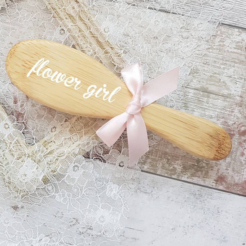 Flower girl gift, bridesmaids gifts, bridal party gifts, personalised brush, flower girl proposal, gift for girl, ask bridesmaid gift image 1