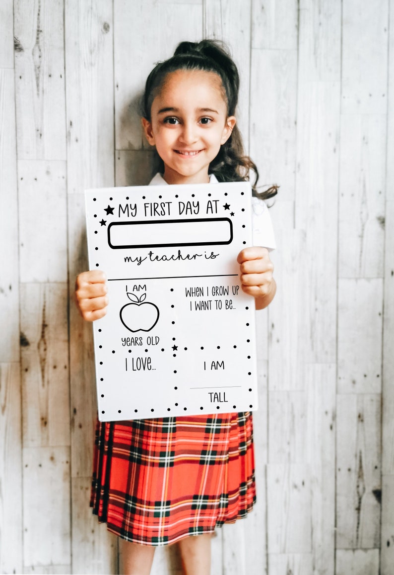 First Day At School Print, Downloadable Print, Print Your Own, First Day At Nursery, Personalised School Board, First Day At School Board image 1