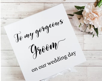 Groom box, gift from the bride, gift for husband on wedding day, bride to groom gift, groom gift bag, gift for him, husband to be gift