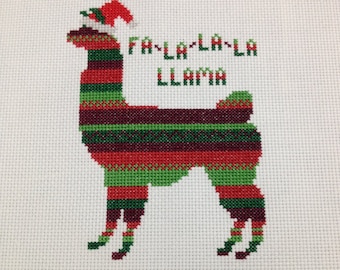 Cross Stitch Kit | Festive Llama Cross Stitch Pattern | Beginner Christmas Cross Stitch Pattern