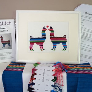 Cross Stitch Kit | Llama Love Modern Cross Stitch | Beginner Cross Stitch Pattern