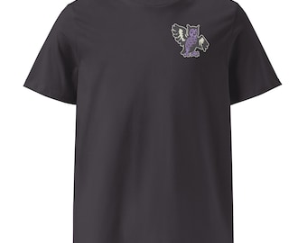 Retro Owl: All Obscurum per Obscurious (Antracita) Camiseta de algodón orgánico unisex