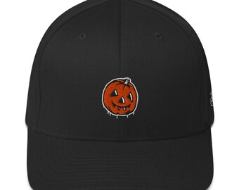 Gorra negra retro de Jack-o-Lantern para Halloween
