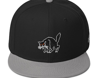 El gato negro maníaco familiar - (Gorra snapback, negra/gris)