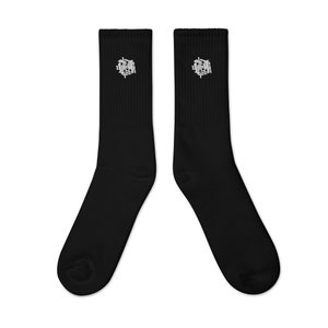 Embroidered socks Black &quot;Scales / Monogram 1&quot;
