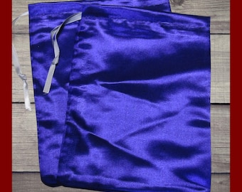 2 Purple Satin Bags. Large 6x8 bridal satin fabric drawstring bags. Elegant and easy gift wrap bags. Purple satin gift bags. Storage bags.