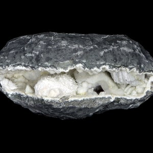 Natural OKENITE Gyrolite Calcite Quartz Minerals geode India #J 233