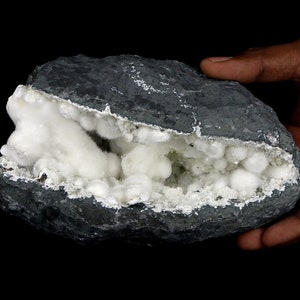 Natural OKENITE Apophyllite Gyrolite Prehnite Calcite Minerals geode India #I 83