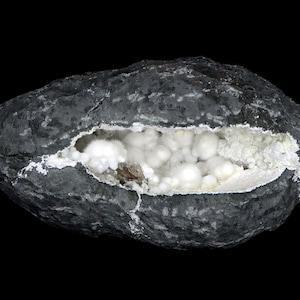 Natural OKENITE Gyrolite Calcite Minerals geode India #J 230