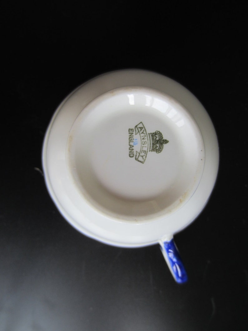 Aynsley Tea Cup and Saucer Blue and White Mosaic Pattern image 4