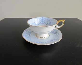 Royal Bayreuth Cup and Saucer - Blue and Gold