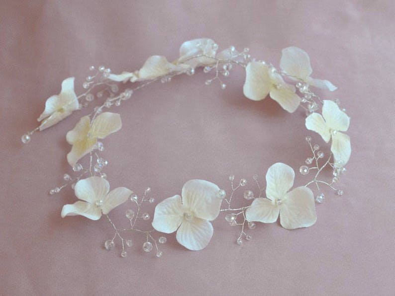 Silk Flowers Bridal Hair Vine Spring Wedding Wedding Hair Etsy