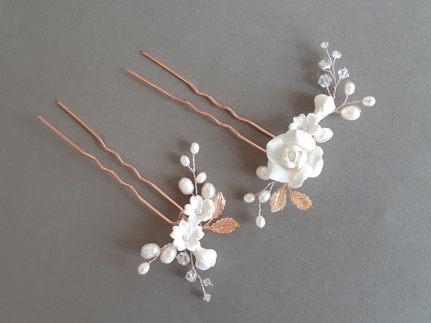 Rose Gold Bridal Hair Pins Romantic Wedding Head Piece Etsy New Zealand