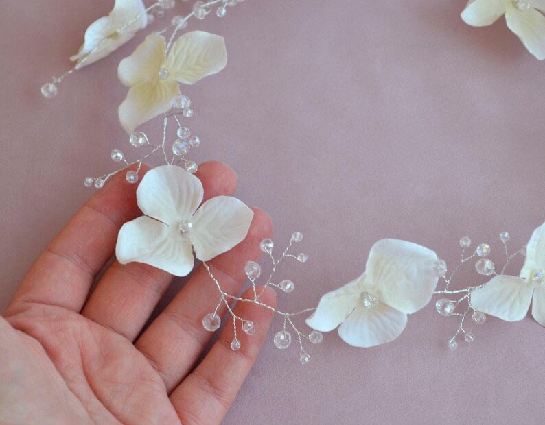 Silk Flowers Bridal Hair Vine Spring Wedding Wedding Hair Etsy