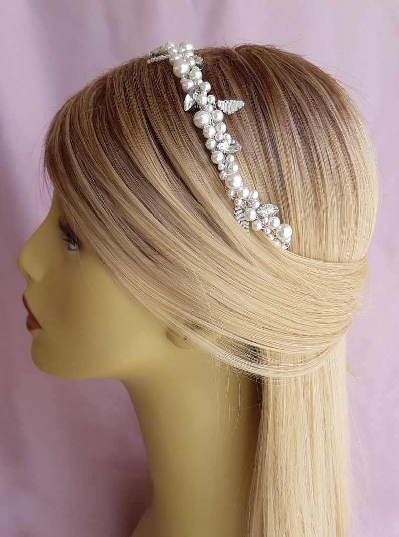Wedding Headband Pearl Hairpiece Bridal Headpiece Pearl Etsy
